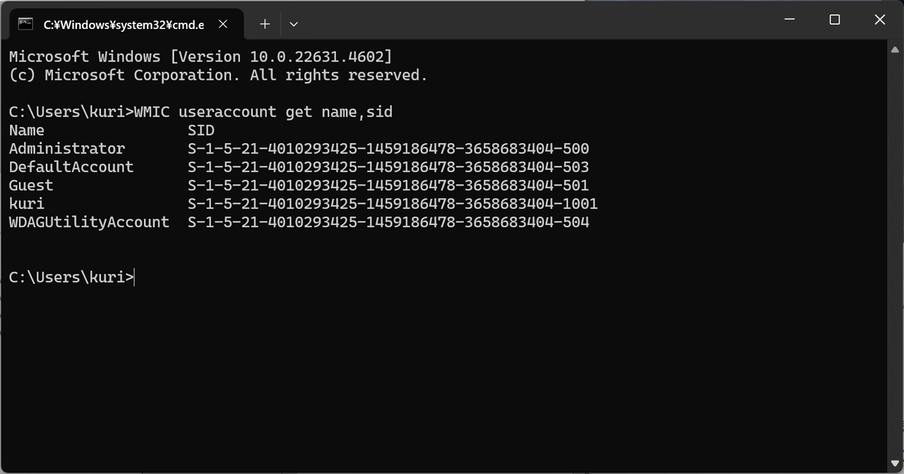 WMIC useraccount get